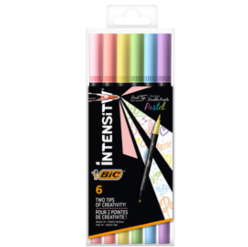 BIC DUAL TIP PENNARELLO DOPPIA PUNTA COLORI ASSORTITI PASTELLO CONF 6 Pz.